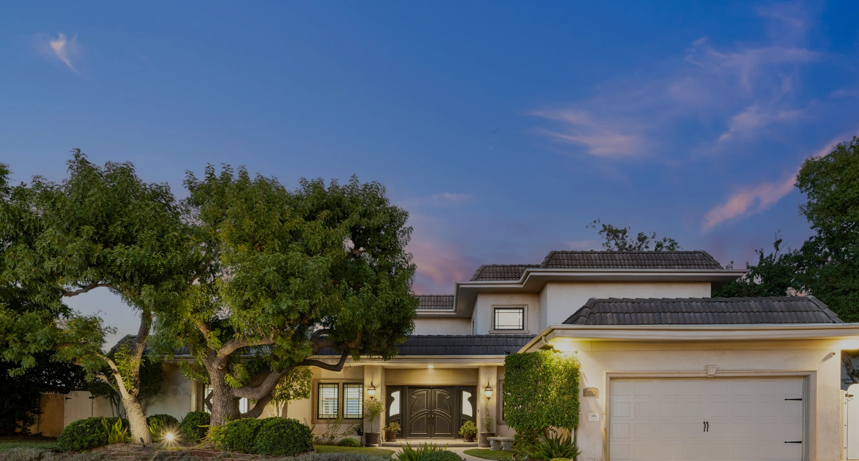 Landscaped Tile Roof House Bottom Dark